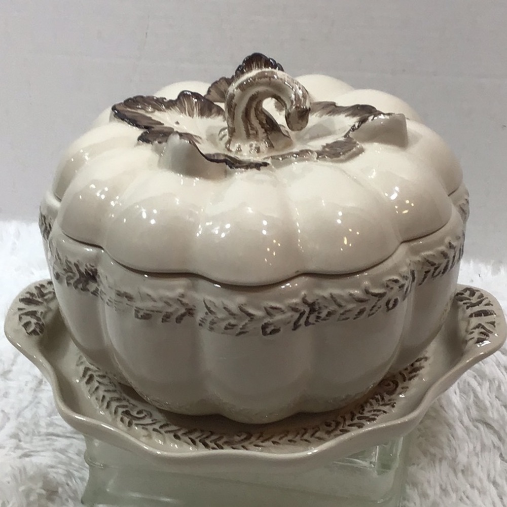 Temp-tations by Tara Verona 4qt pumpkin soup tureen 3pc set